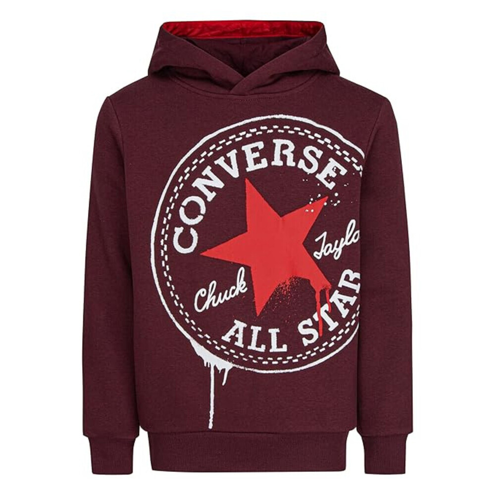 Converse Spray Hoodie Boys Small Red Graphic Print Long Sleeve Pullover RED594